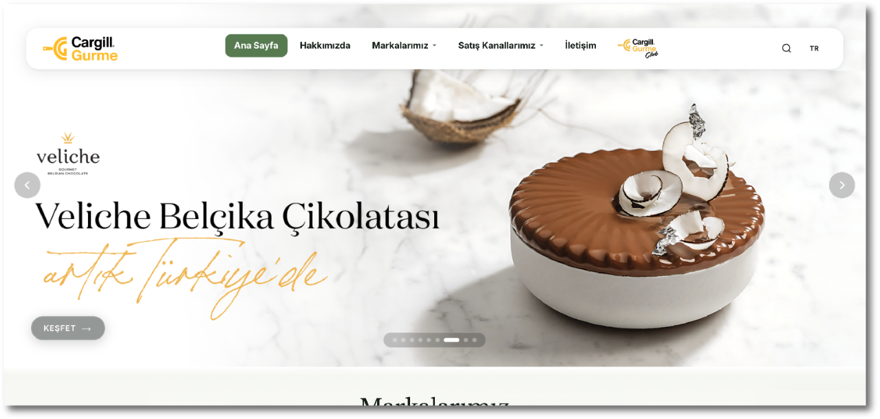 Cargill Gurme Veliche chocolate website banner