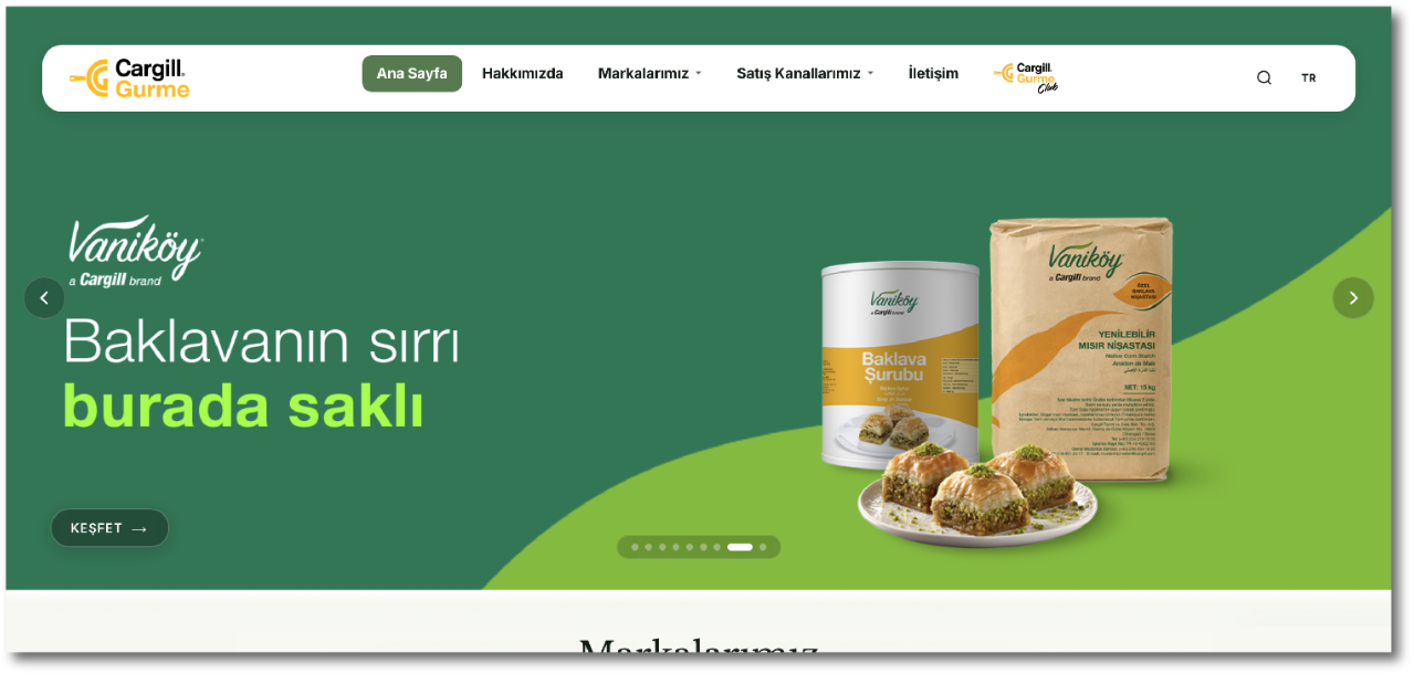Cargill Gurme Vaniköy baklava website banner